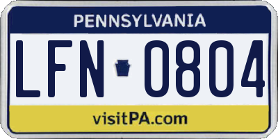 PA license plate LFN0804