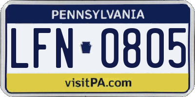 PA license plate LFN0805