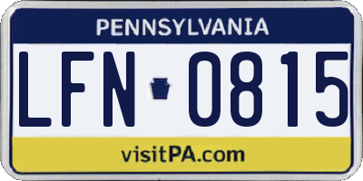 PA license plate LFN0815