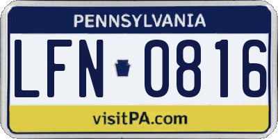 PA license plate LFN0816