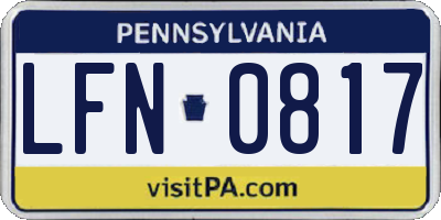 PA license plate LFN0817