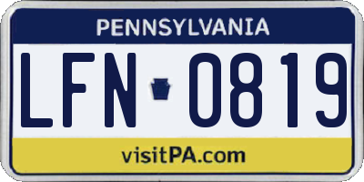 PA license plate LFN0819