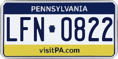 PA license plate LFN0822