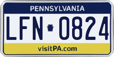 PA license plate LFN0824