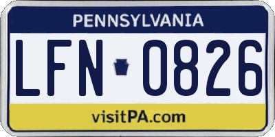 PA license plate LFN0826