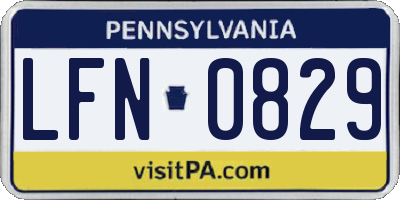 PA license plate LFN0829