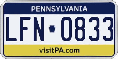 PA license plate LFN0833