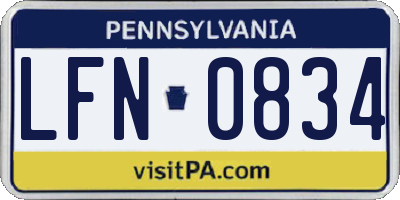PA license plate LFN0834