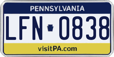 PA license plate LFN0838