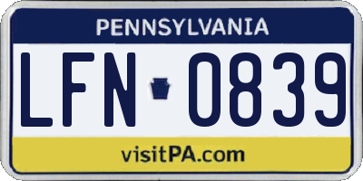 PA license plate LFN0839