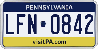 PA license plate LFN0842