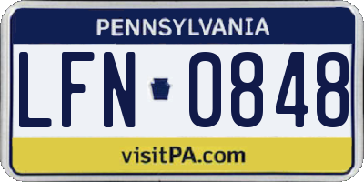 PA license plate LFN0848