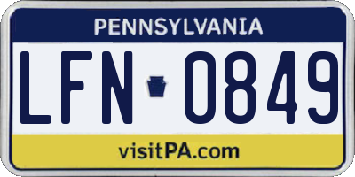 PA license plate LFN0849