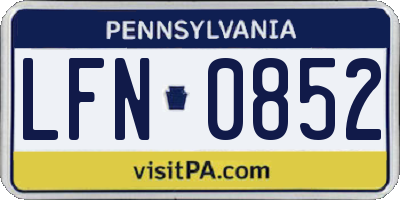 PA license plate LFN0852
