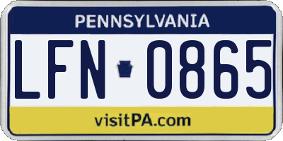 PA license plate LFN0865