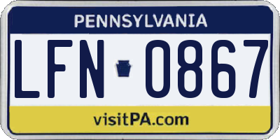 PA license plate LFN0867