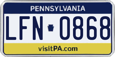 PA license plate LFN0868