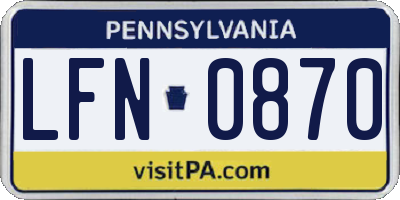 PA license plate LFN0870