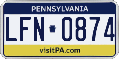 PA license plate LFN0874