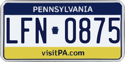 PA license plate LFN0875