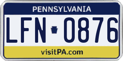 PA license plate LFN0876