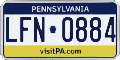 PA license plate LFN0884