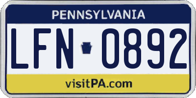 PA license plate LFN0892