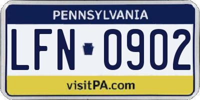 PA license plate LFN0902