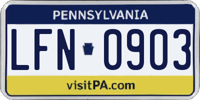 PA license plate LFN0903