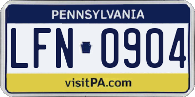 PA license plate LFN0904