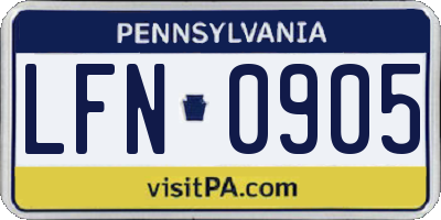 PA license plate LFN0905