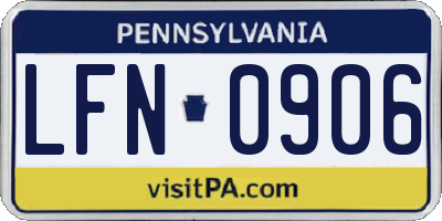PA license plate LFN0906