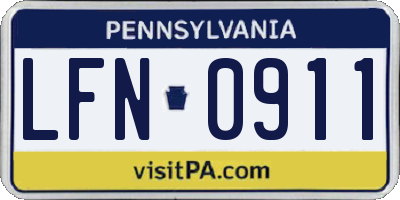 PA license plate LFN0911