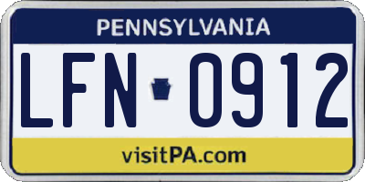 PA license plate LFN0912