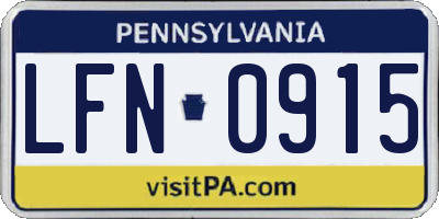 PA license plate LFN0915