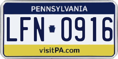 PA license plate LFN0916