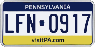PA license plate LFN0917