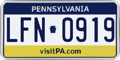 PA license plate LFN0919