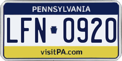 PA license plate LFN0920
