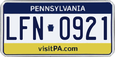PA license plate LFN0921