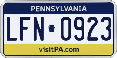 PA license plate LFN0923