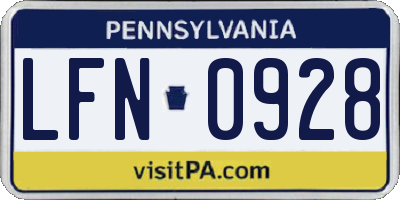 PA license plate LFN0928