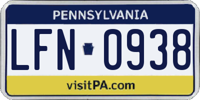 PA license plate LFN0938