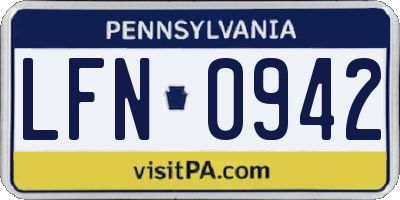 PA license plate LFN0942