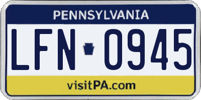 PA license plate LFN0945