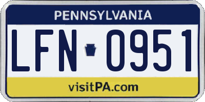 PA license plate LFN0951