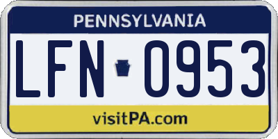 PA license plate LFN0953