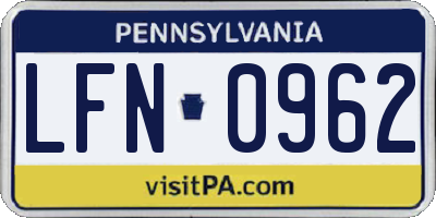PA license plate LFN0962