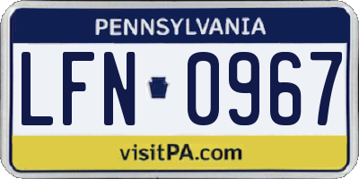 PA license plate LFN0967