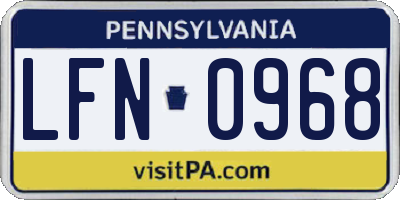 PA license plate LFN0968